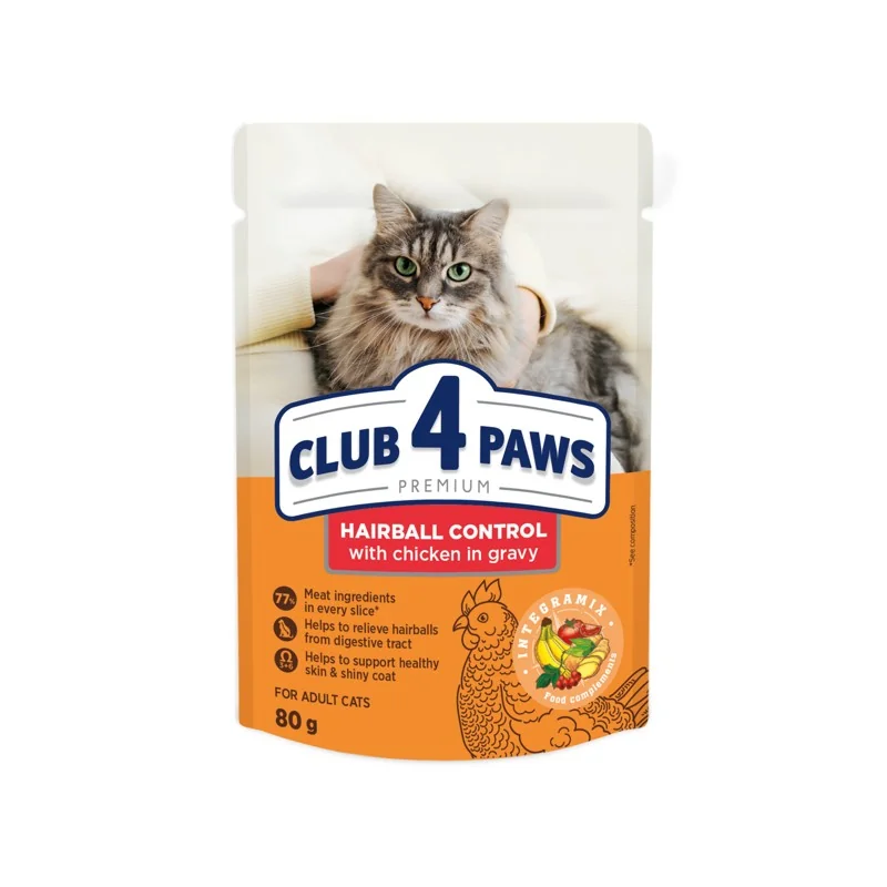 CLUB 4 PAWS Premium pre mačky Hairball Control 80g (9299)