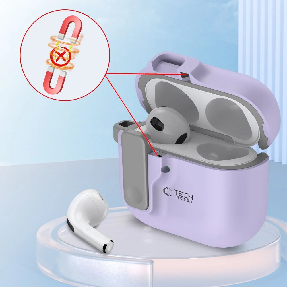 Tech-Protect Slim Hook puzdro na Apple AirPods 4, fialové