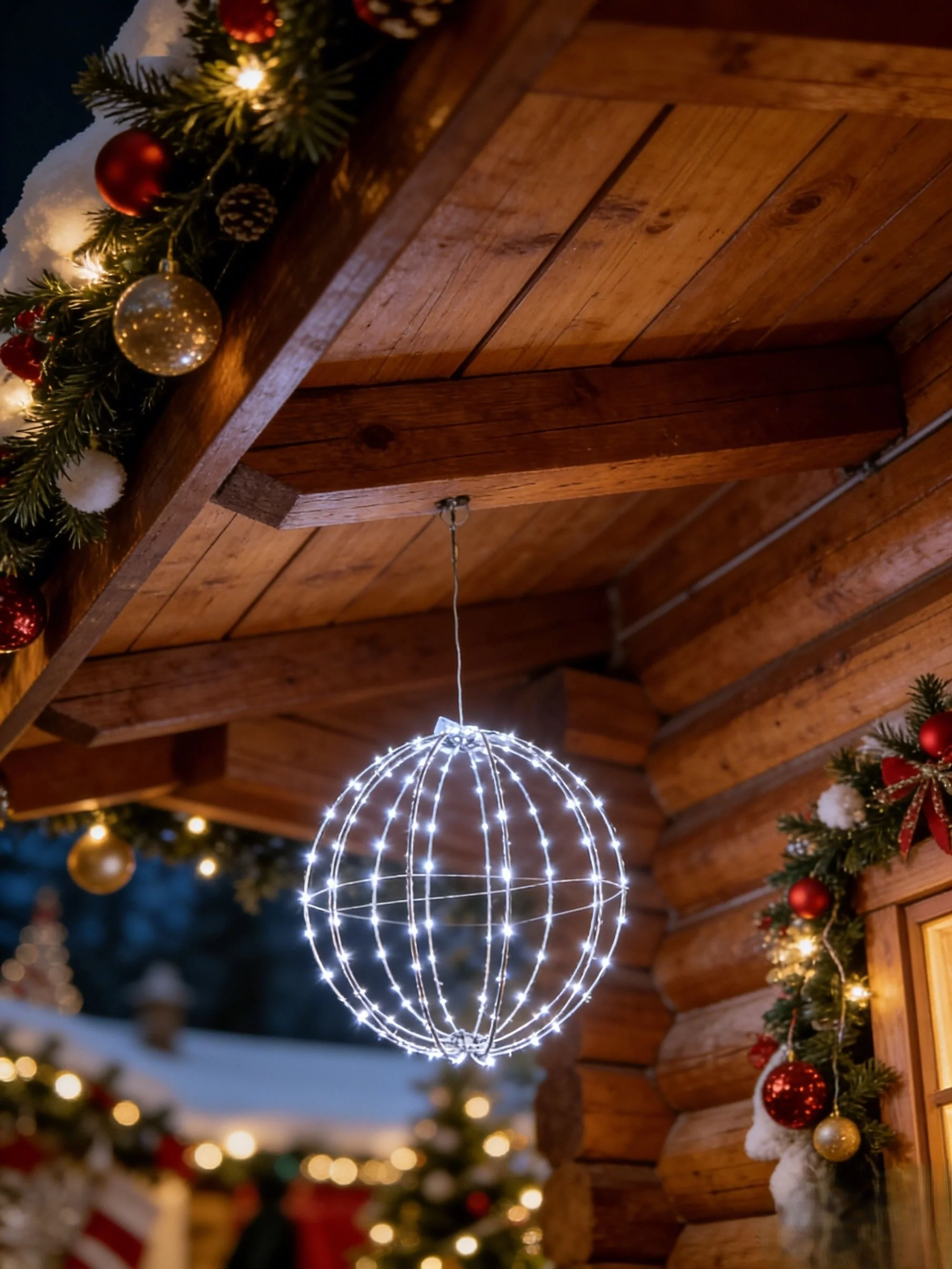 MagicHome vianočná LED guľa, 1 ks 144 LED, studená biela, 40 cm