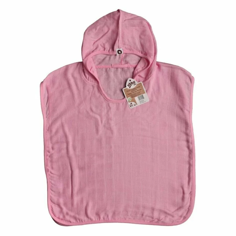 XKKO BMB Colours bambusové pončo s kapucňou baby pink, veľ. 2 (2–3 roky)