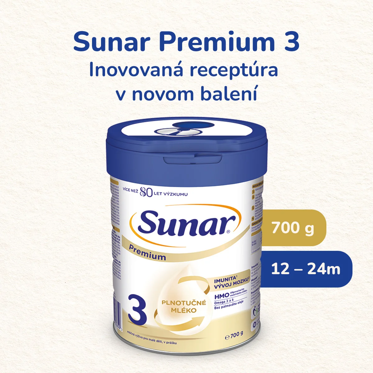 Sunar Premium 3 batoľacie mlieko 1×700 g, dojčenské mlieko, od 12. mesiaca