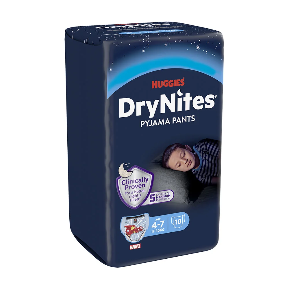 HUGGIES DryNites naťahovacie nohavičky pre chlapcov 4-7 rokov 10 ks
