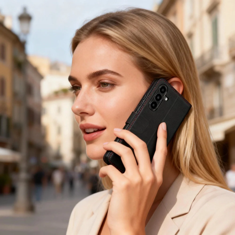 Tech-Protect Wallet knižkové puzdro na Samsung Galaxy A57 5G, čierne / červené červené