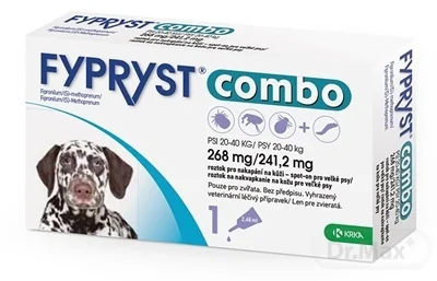 FYPRYST combo 268 mg/241,2 mg PSY 20-40 KG 1×2,68 ml, prípravok proti blchám