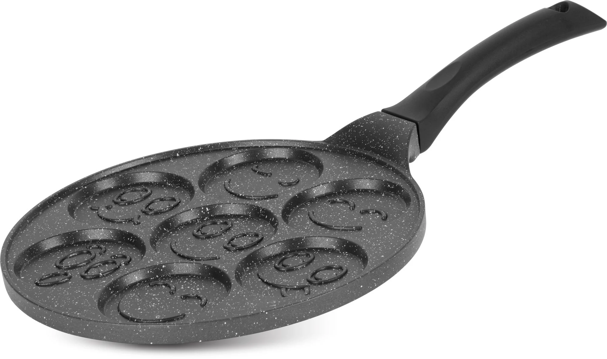 MagicHome panvica na lievance a volské oko, 1 ks 27 cm, indukcia, smajlíky, 7 priehlbín