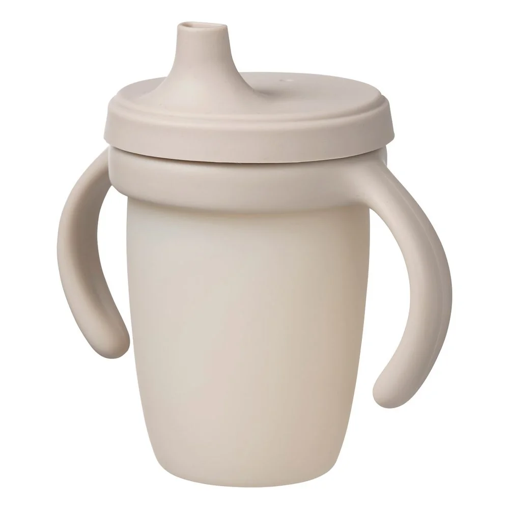 Silikónový hrnček s pítkom 240 ml béžový, silikón, 240 ml