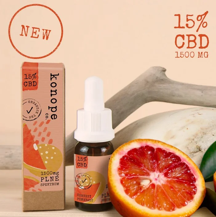 Konope co. 15% CBD Fresh Červený Pomaranč Full Spektrum 1500mg 1×10 ml, organický olej