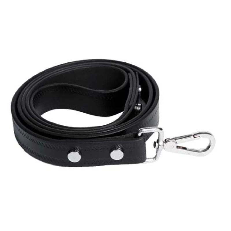 COBBYS PET Vodidlo z pravej kože zdobené na okrajoch 120cm/25mm čierne