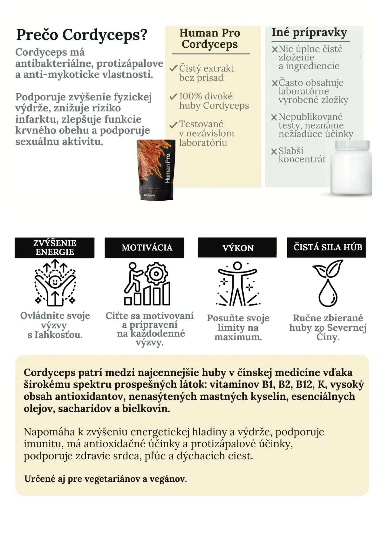 Cordyceps 100% čistý, divoký extrakt Cordyceps