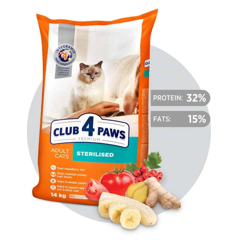 CLUB 4 PAWS Premium STERILISED pre dospelé sterilizované mačky 14 kg (9665)