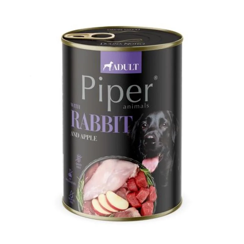 PIPER ADULT 400g konzerva pre dospelých psov králik s jablkom