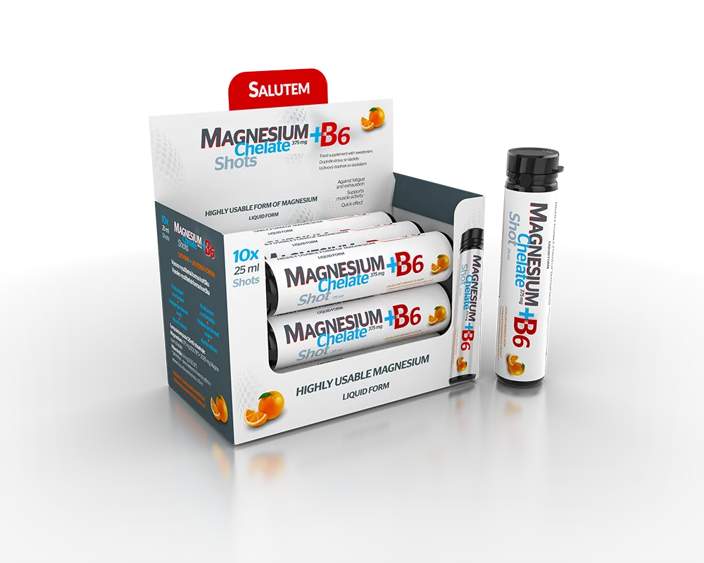 MAGNESIUM Chelate + B6 orange SALUTEM 1×10 ks, výživový doplnok