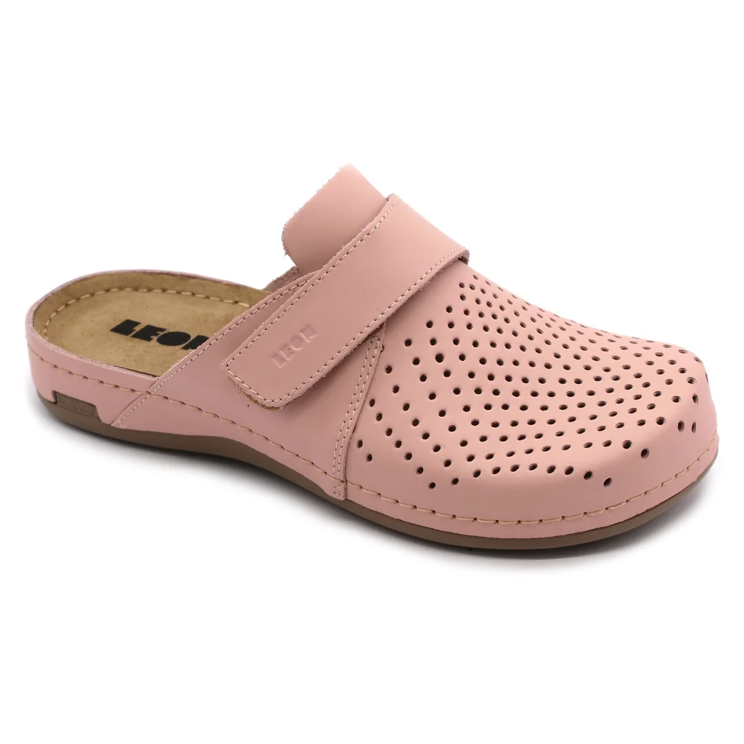 Leon 970 Dámska pracovná celokožená zdravotná obuv 40 - 26cm, ružová, 2,5 cm