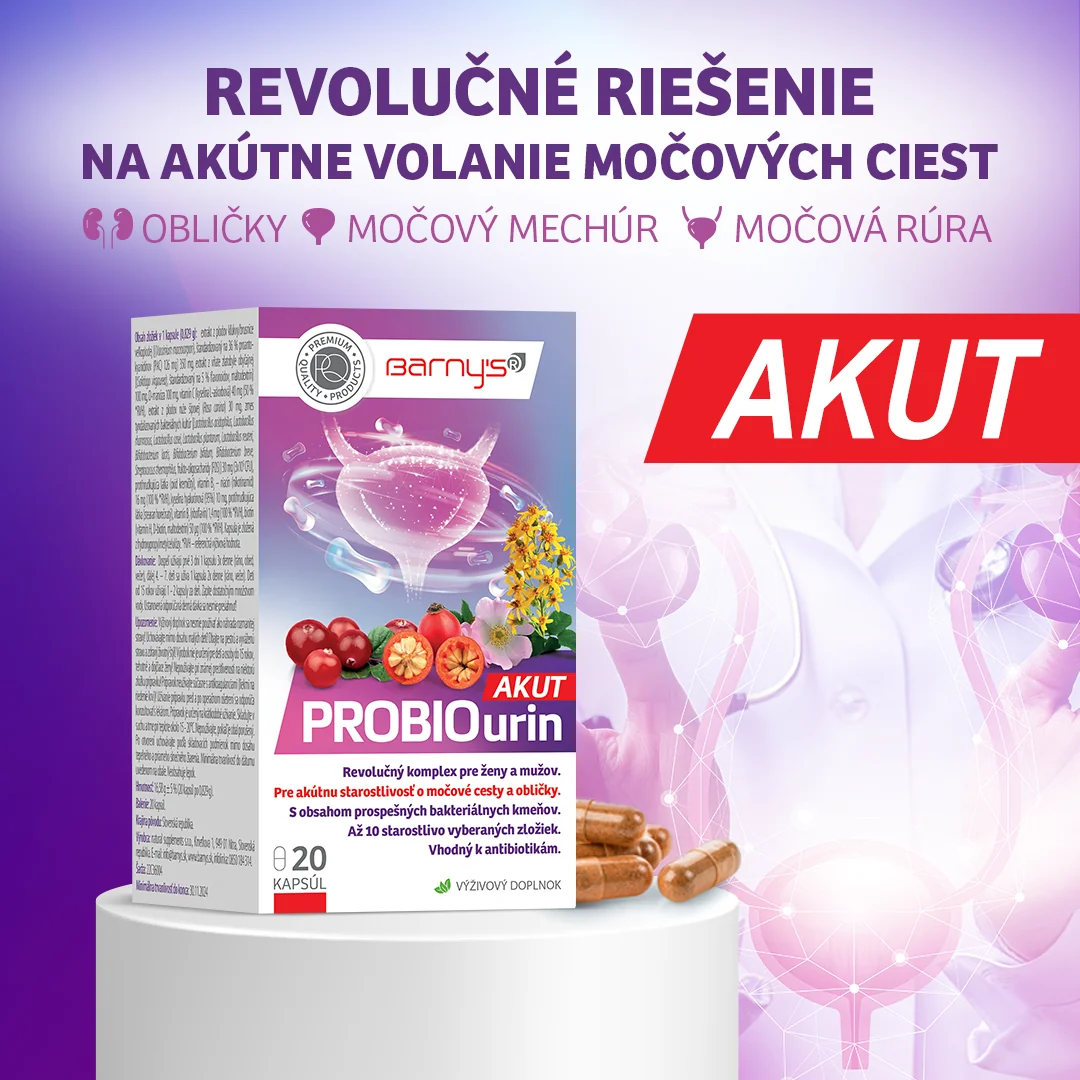 Barny’s® PROBIOurin AKUT 1×20 cps, revolučné riešenie na akútne volanie dolných močových ciest a obličiek
