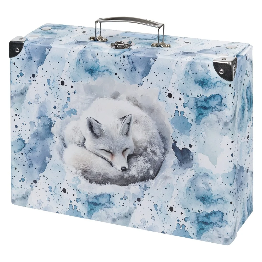 Skladacia školská kufrík Polar s kovaním modrý, 34 cm