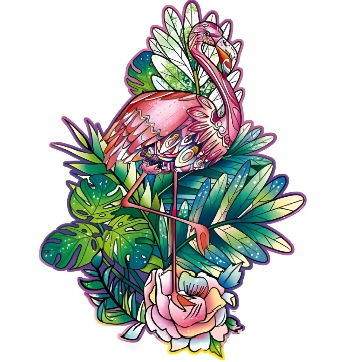 Drevené puzzle Flamingo/M 158 dielikov, veľkosť M