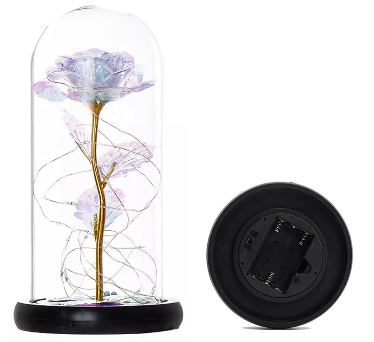 Darček večná ruža v skle LED biela ROSE OF LOVE VRS-25W