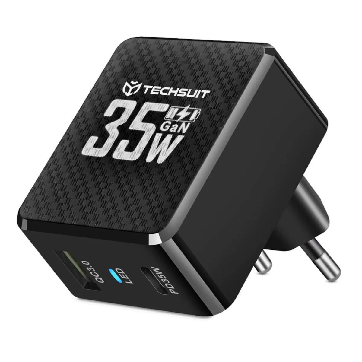Sieťová Nabíjačka GaN, USB, Type-C PD35W, Čierna