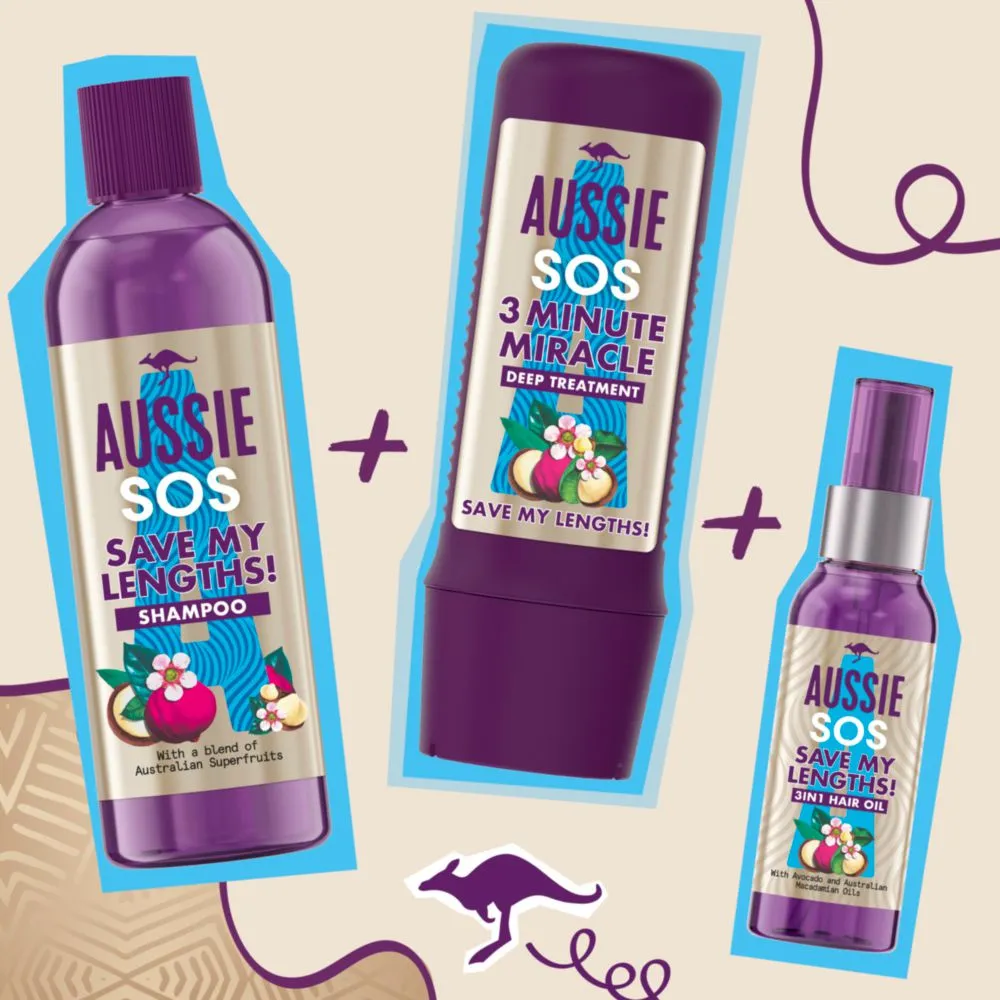 Aussie SOS Save My Lengths! Olej Na Vlasy 3 v 1 1×100ml, 3v1 olej na vlasy