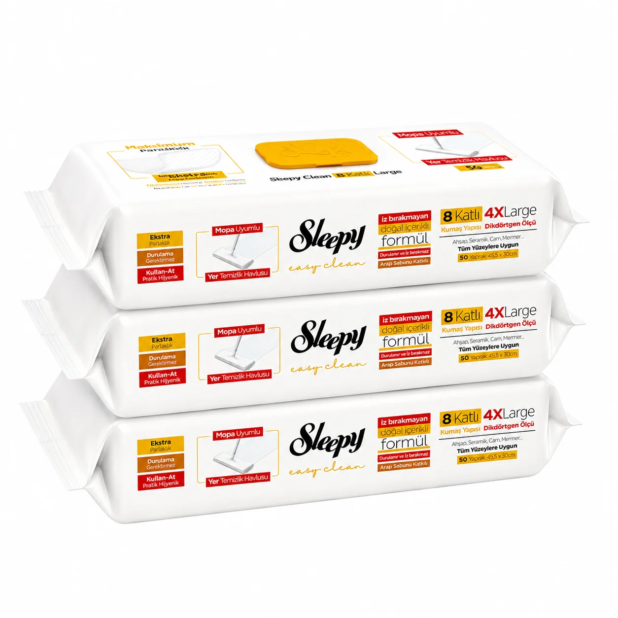 Sleepy Easy Clean vlhčené utierky na čistenie podláh na mop 4XL Herbal Soap s vôňou eukalyptu 150 ks (3x50 ks)