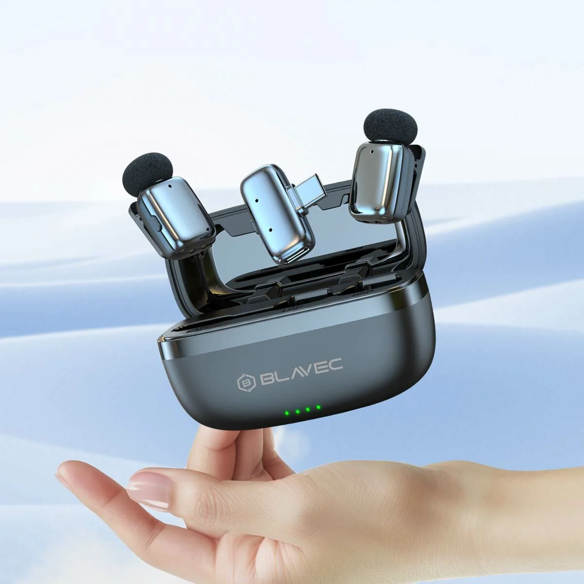 Blavec MK03 bezdrôtový lavalier mikrofón USB-C 2ks, strieborný
