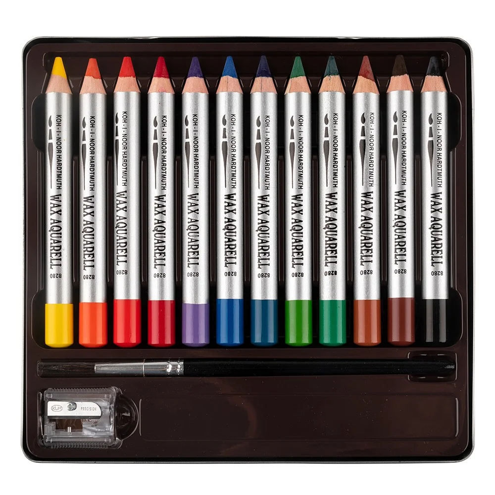 Akvarelové pastely WAX AQUARELL 8282/12 v plechu 12 farieb