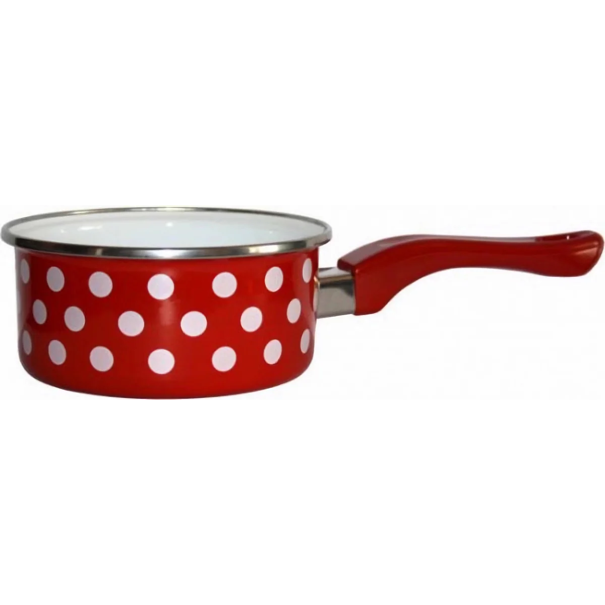 Rajnica s rúčkou červené bodky 12 cm 0,5 l METALAC