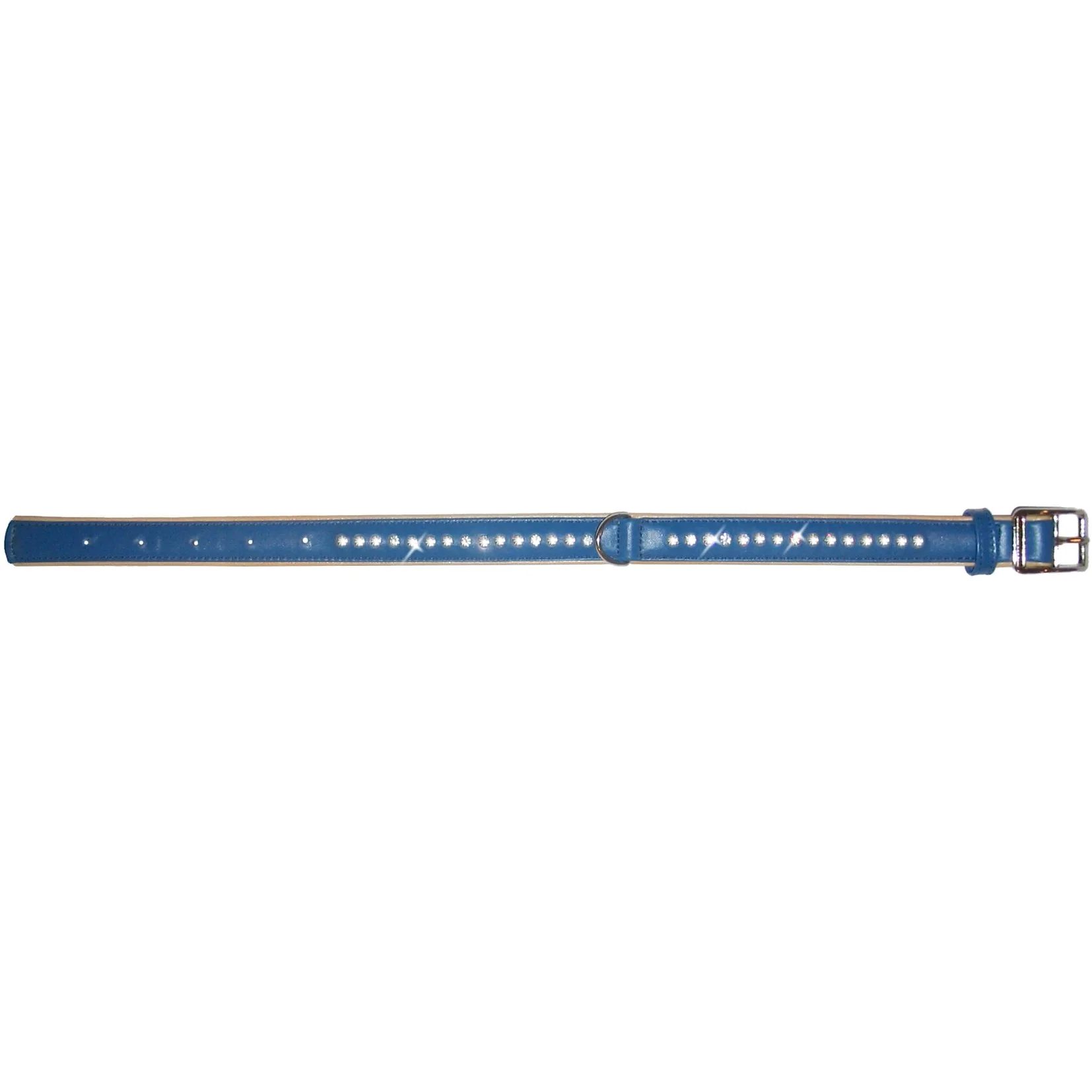 Obojok s prémiovými kryštálmi modrý, Obvod krku: 21-27 cm, šírka: 15 mm