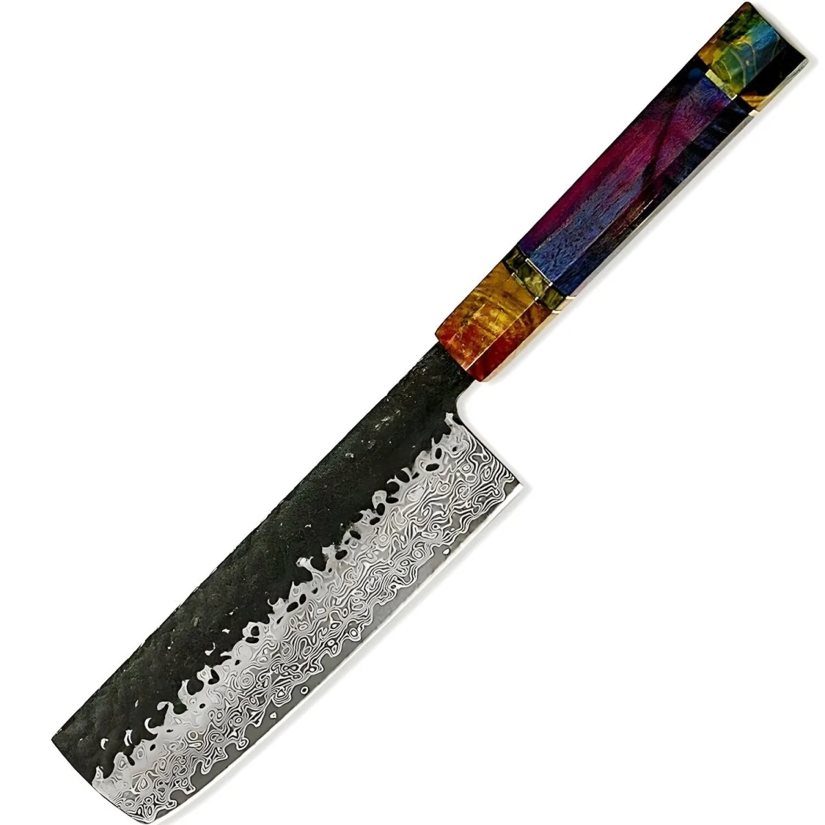 Damaškový kuchynský nôž Seiryu-Nakiri/Multifarebná 32,8 cm, 214 g