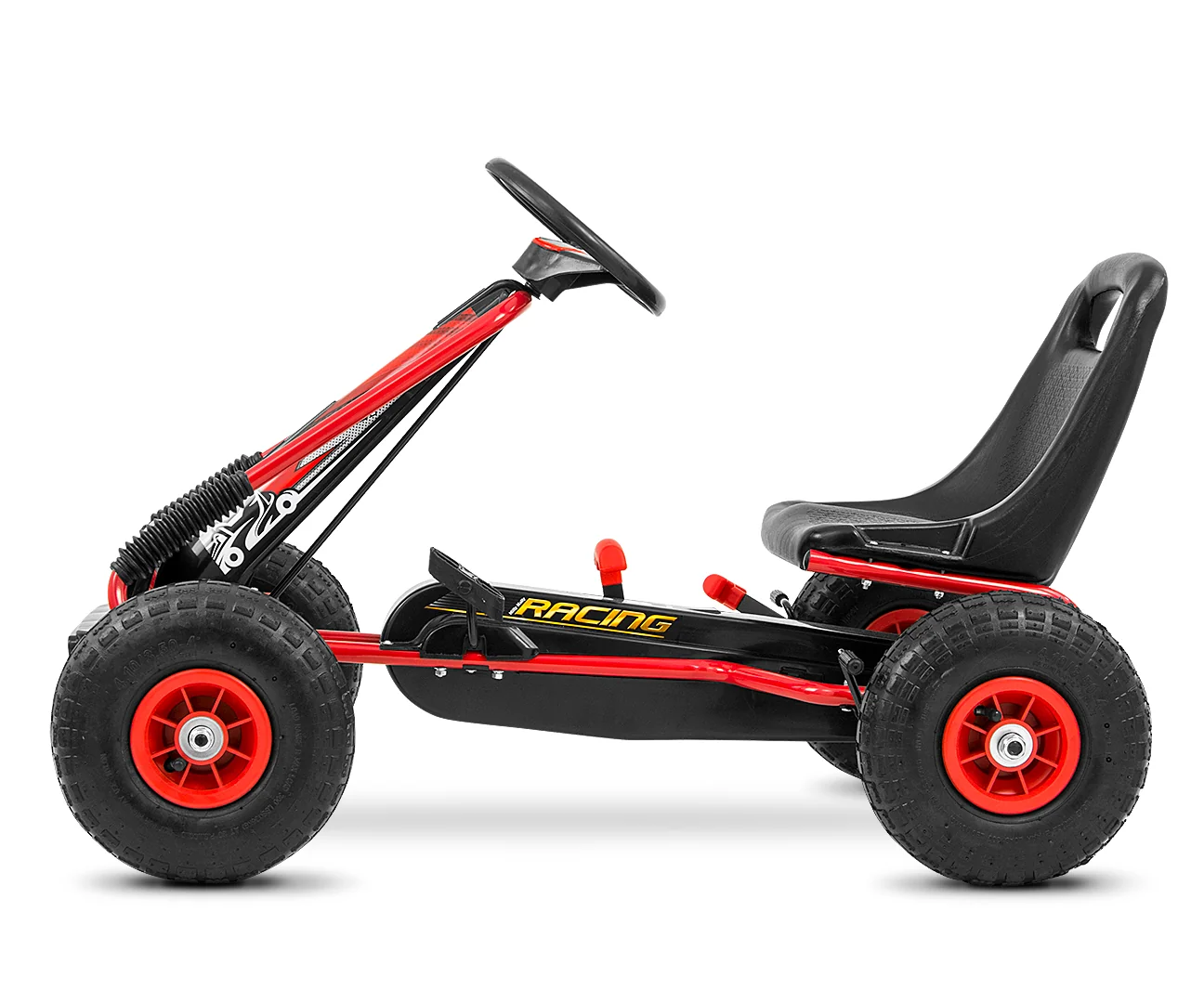 Dětská šlapací motokára THOR – nafukovací kola, brzda, 3–8 let, červená, černá