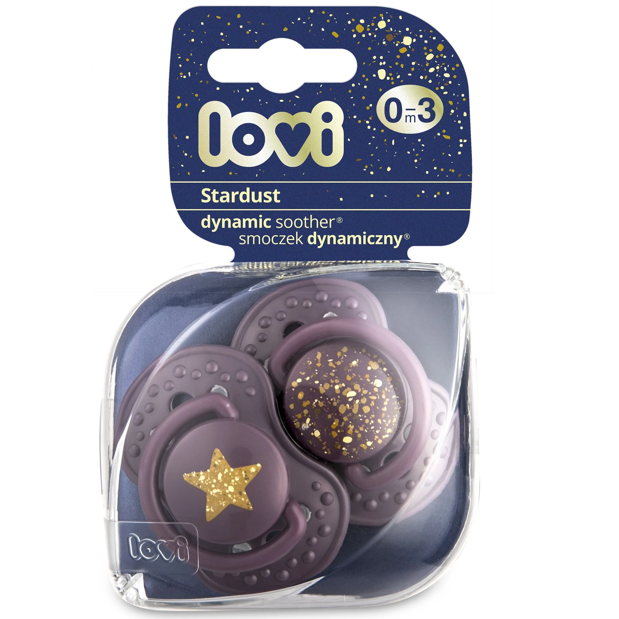 Lovi Dynamický utišujúci cumlík 0-3m 2ks Stardust fialový 1×2 ks, utišujúci cumlík 0-3m