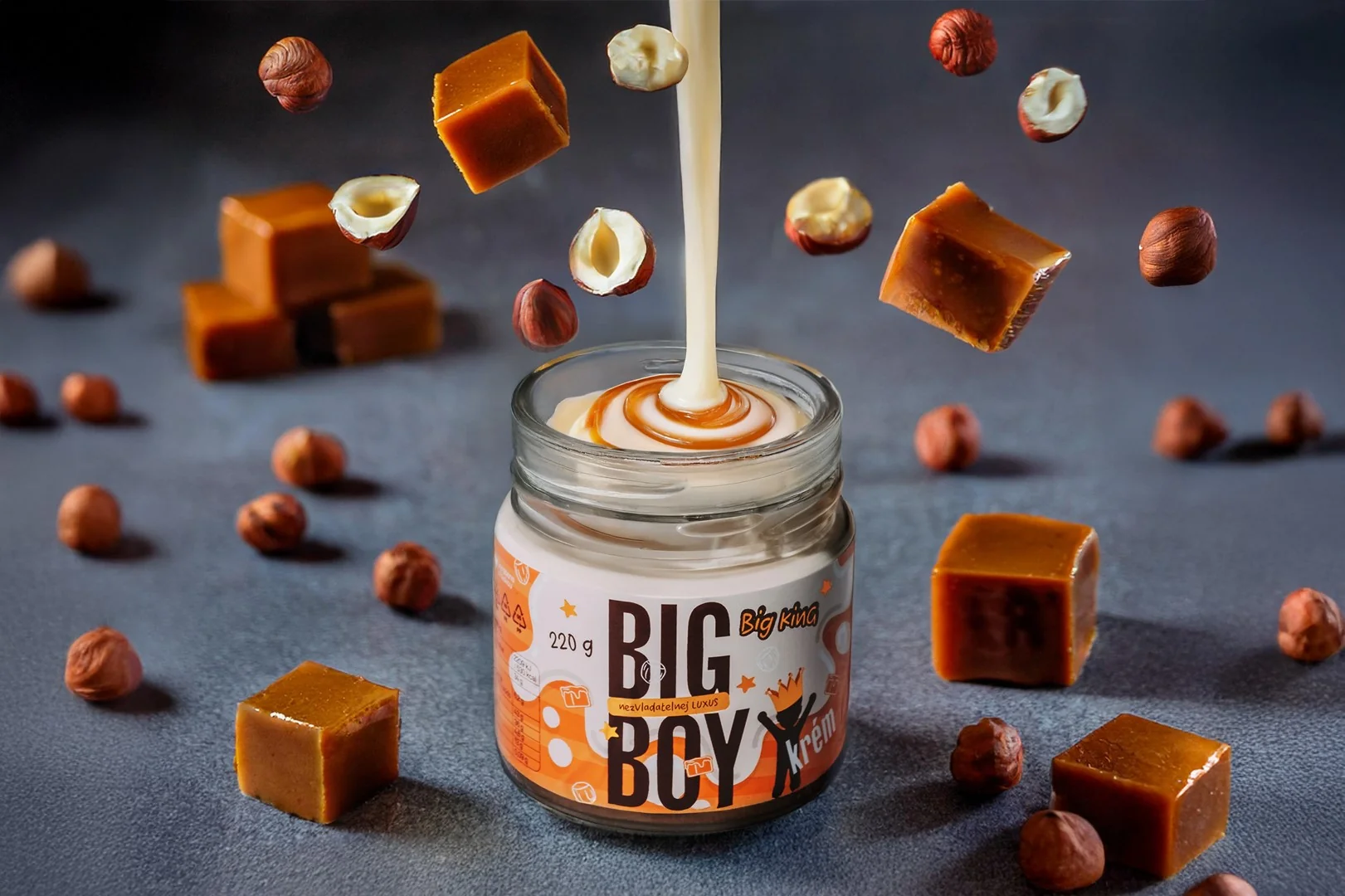 BIG BOY® Big King - Krém s lieskovými orechmi s mliekom a karamelom 220g