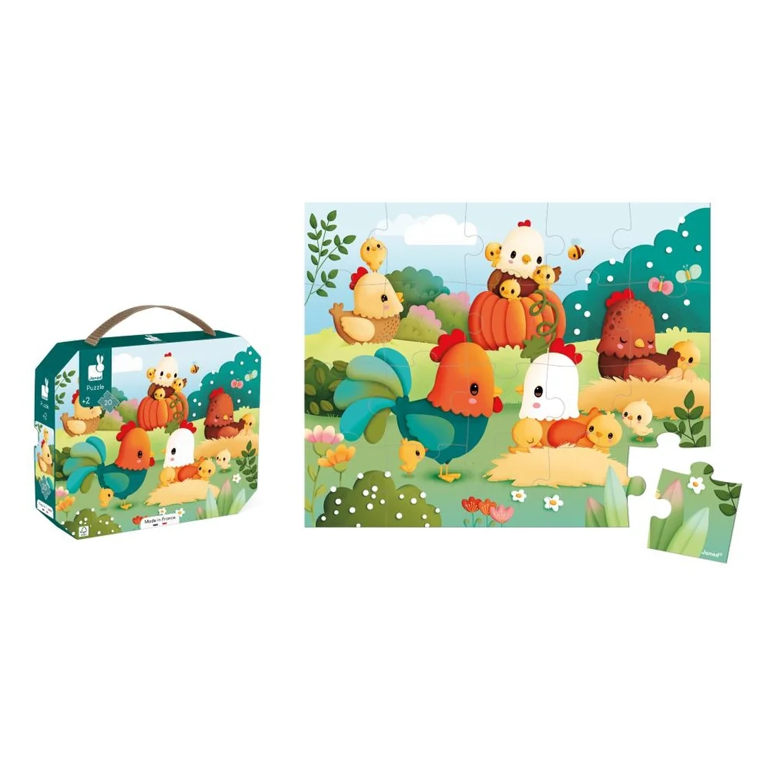 Janod Farm Puzzle v kufríku Farma 20 ks