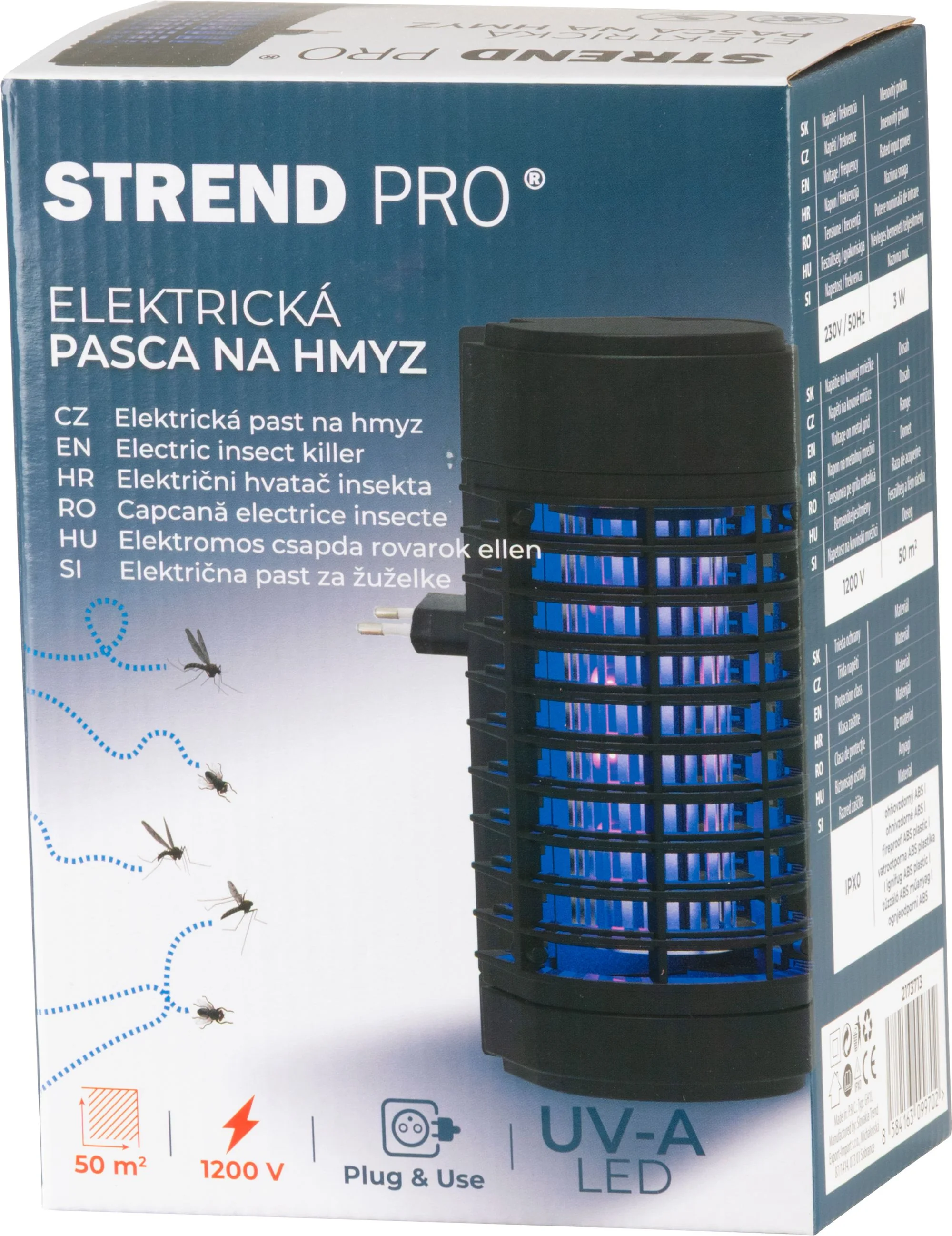 Strend Pro lapač hmyzu Laurel, 1 ks Elektrický, do zásuvky, na hmyz a komáre, 4x UV a LED lampa