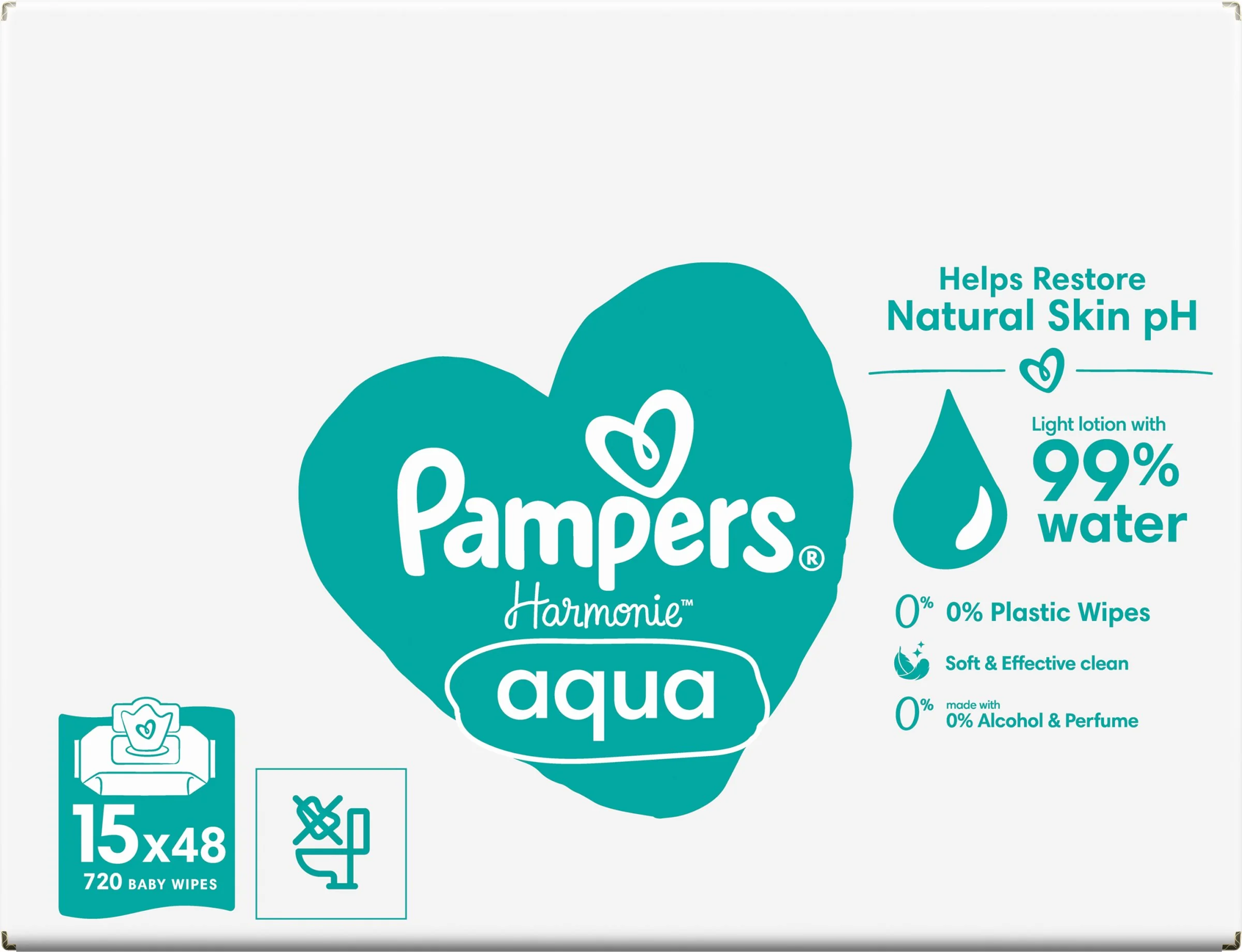 Pampers Wipes Box Harmonie Aqua 15x48ks 15×48 ks, vlhčené obrúsky