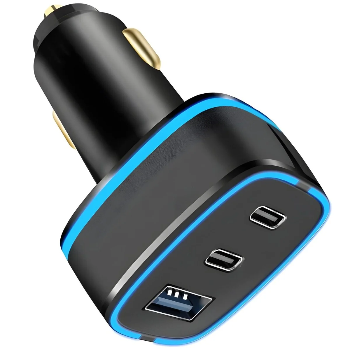 USB-A + 2x USB-C Autonabíjačka - Čierna Tri porty, rýchle nabíjanie
