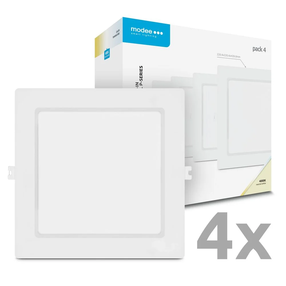 Modee LED panel podhľadový štvorec 18W 4000K biely 1980 lumenov 4ks
