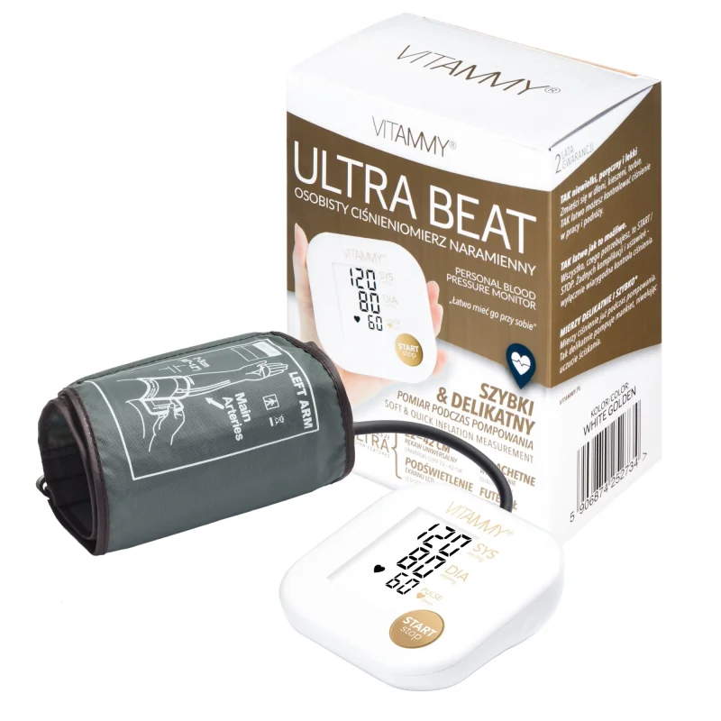 VITAMMY Ultra Beat ramenný tlakomer biela/zlatá 