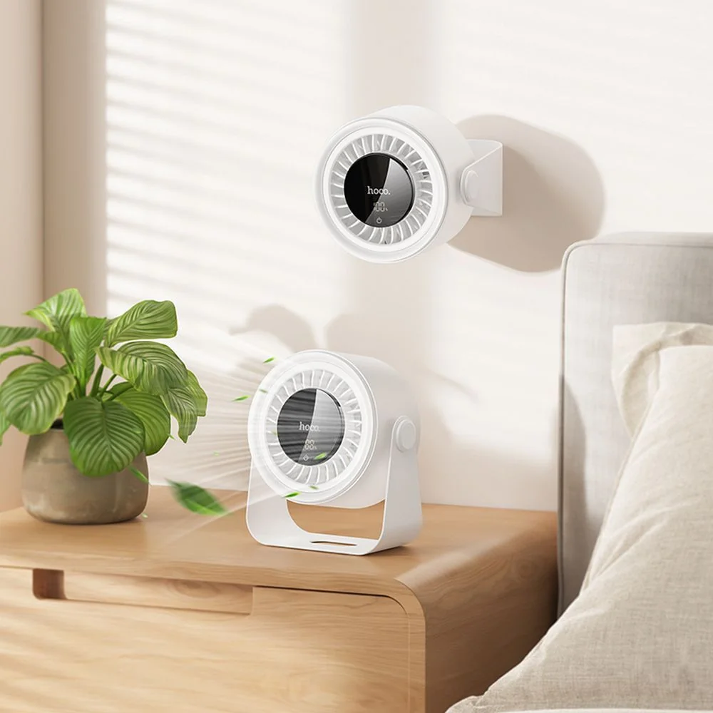 Hoco HX66 bezdrôtový stolný ventilátor, biely