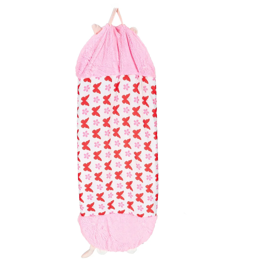 Detský turistický spacák 2v1 s vankúšom 125×50 cm – ružový 