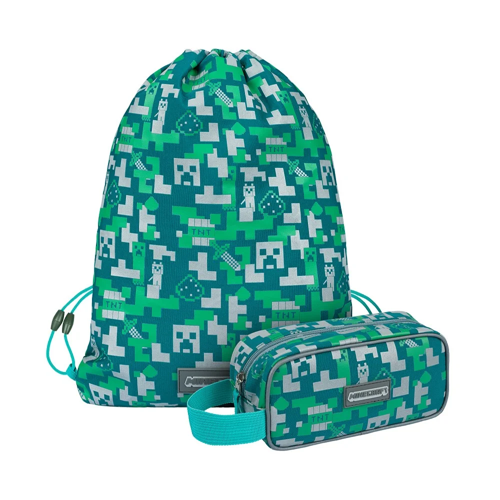 Baagl Minecraft Silver Creeper súprava: peračník a vrecko na obuv 2-dielna súprava
