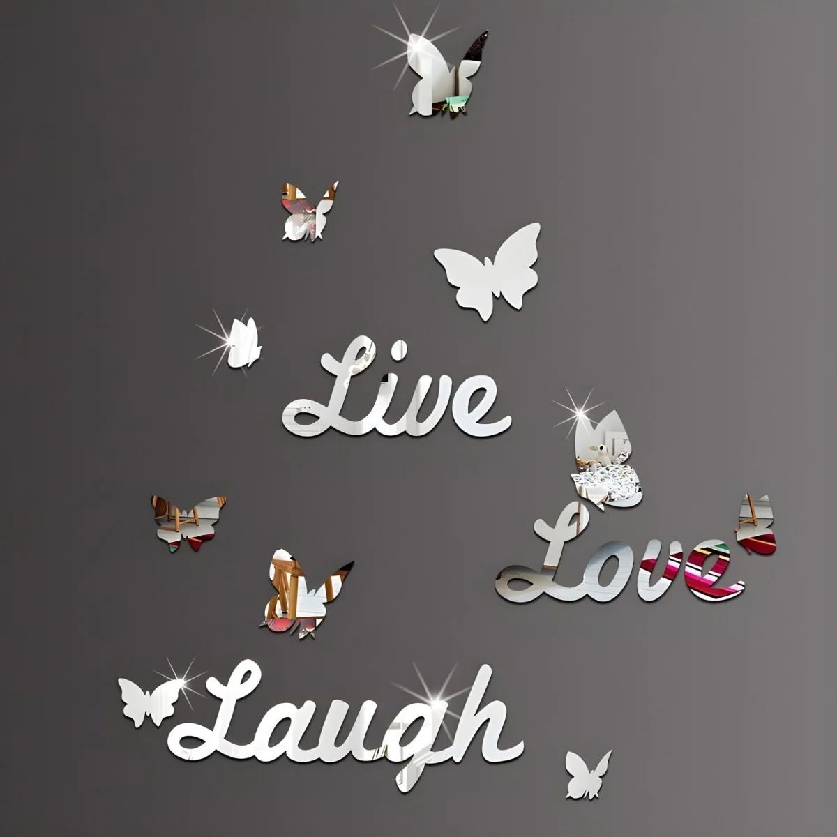 Zrkadlové samolepky na stenu - Live, Love, Laugh Samolepky na stenu, 23x