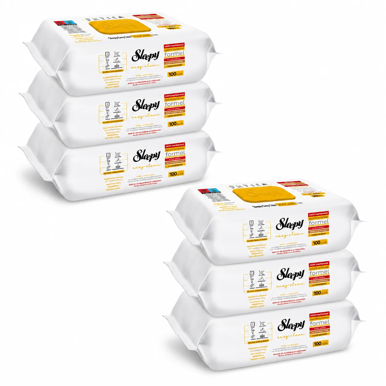 Sleepy Easy Clean vlhčené obrúsky na čistenie povrchov Herbal Soap s vôňou eukalyptu 600 ks (6x100 ks)