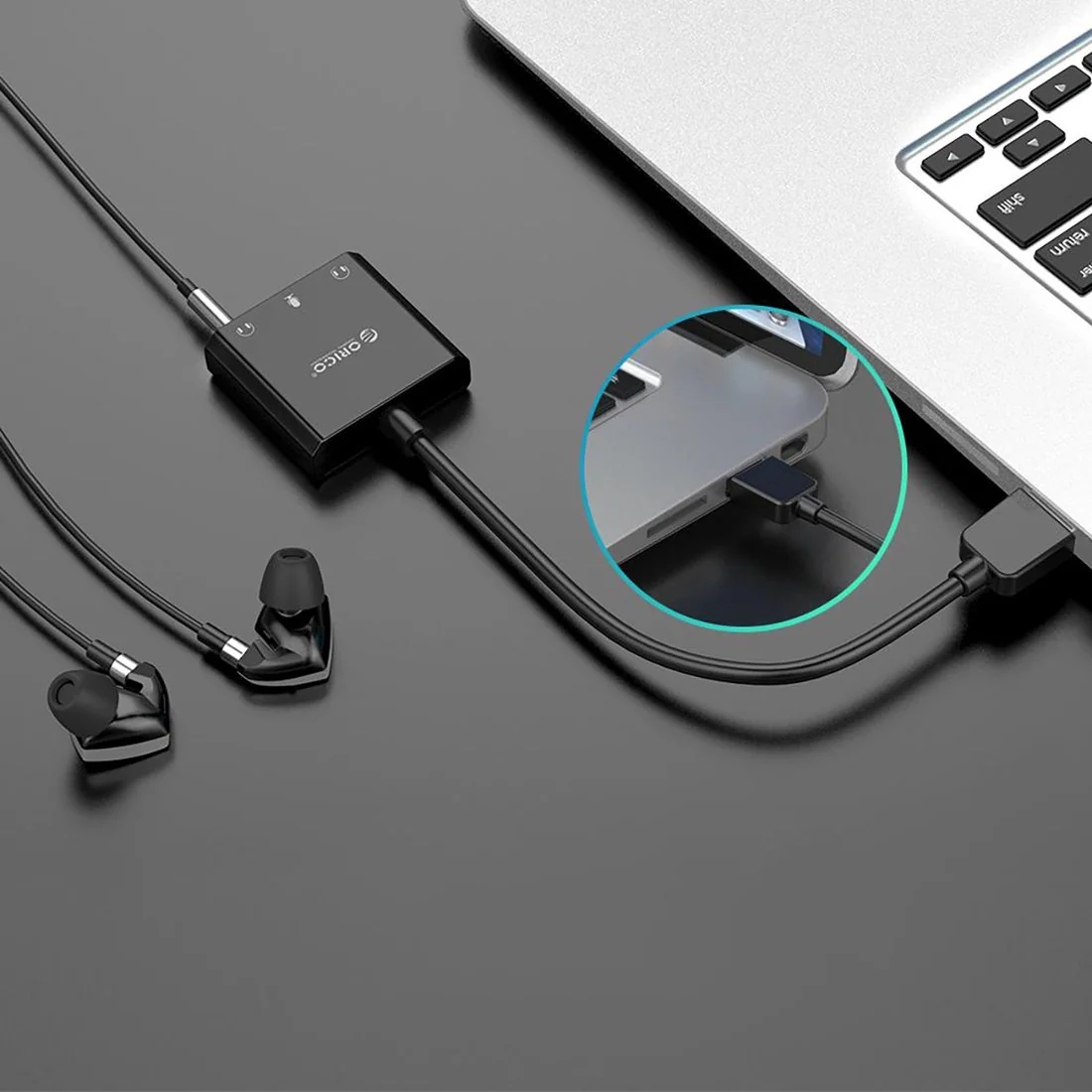 Orico SKT3 externá zvuková karta USB 2.0 / 3x 3.5mm jack, čierna
