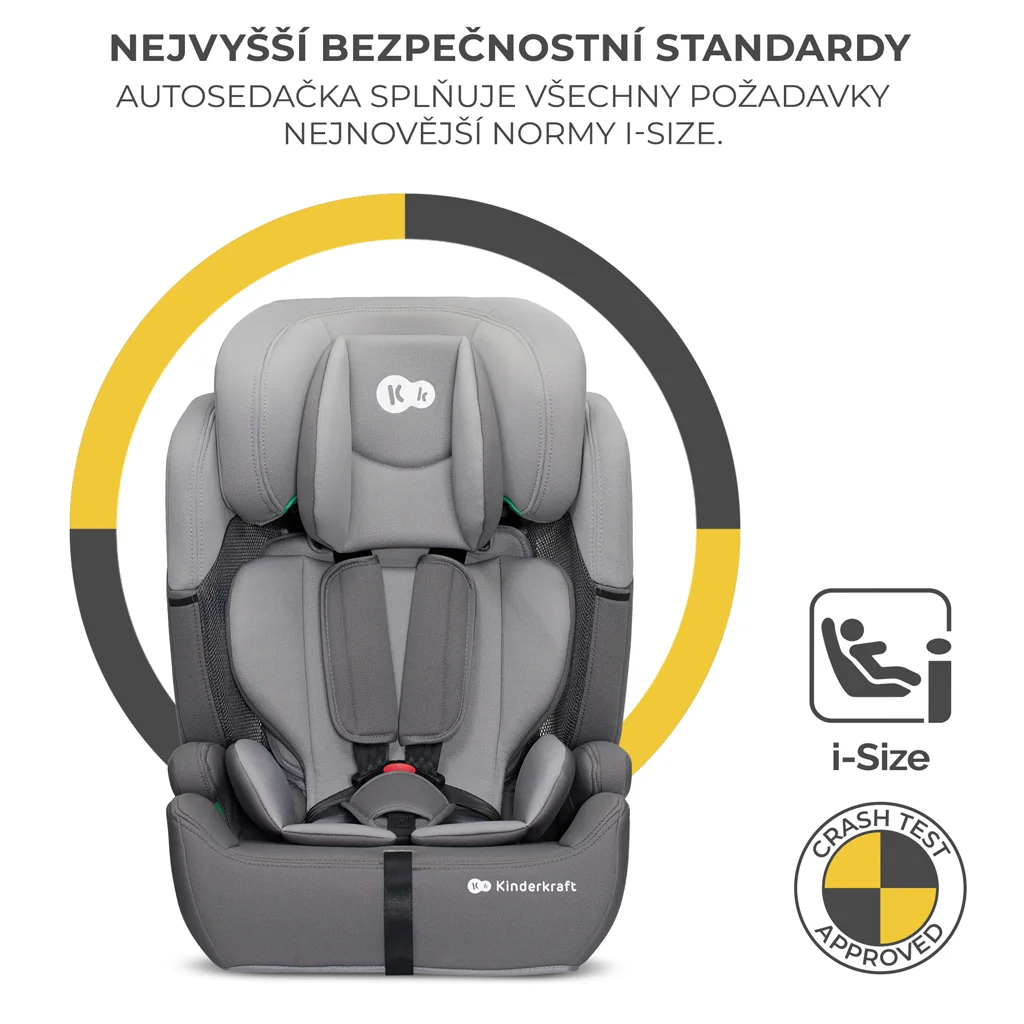 KINDERKRAFT Autosedačka Comfort up i-size grey (76-150 cm) 1×1 ks, autosedačka