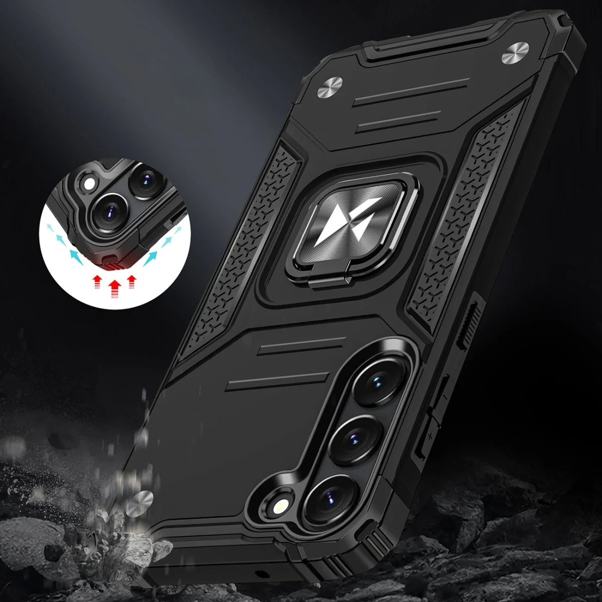 MG Ring Armor kryt na Samsung Galaxy S23 Plus, čierny