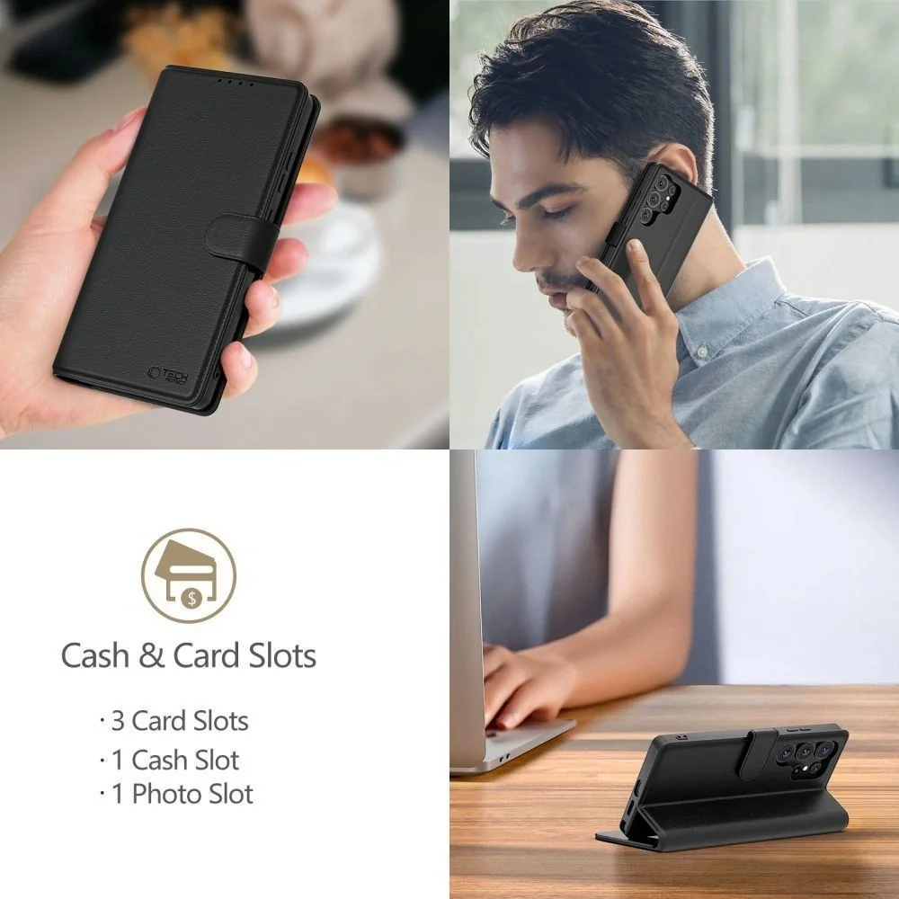 Tech-Protect Wallet knižkové puzdro na Xiaomi Redmi 15C / Poco C85 (173 mm), čierne 3 mm), čierne