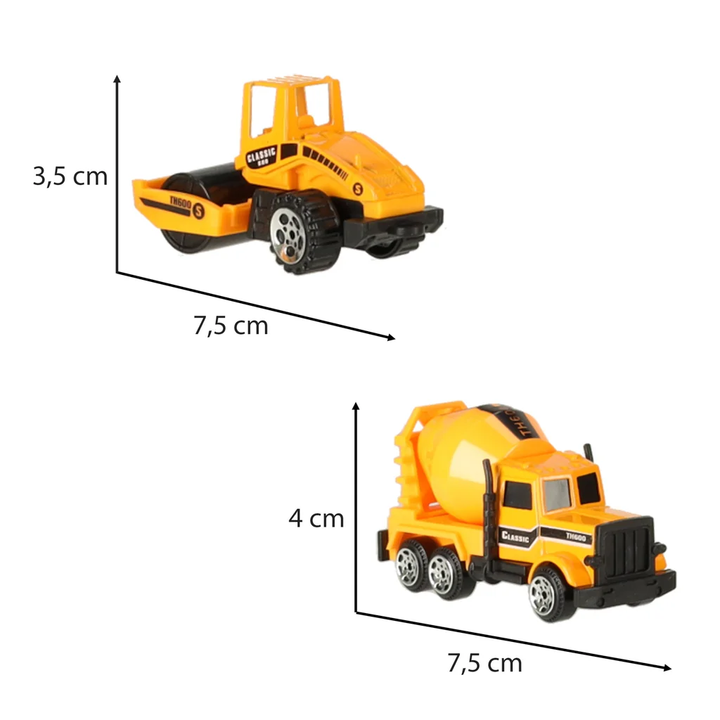 Sada stavebných strojov 6 ks, plastové autíčka 1:64