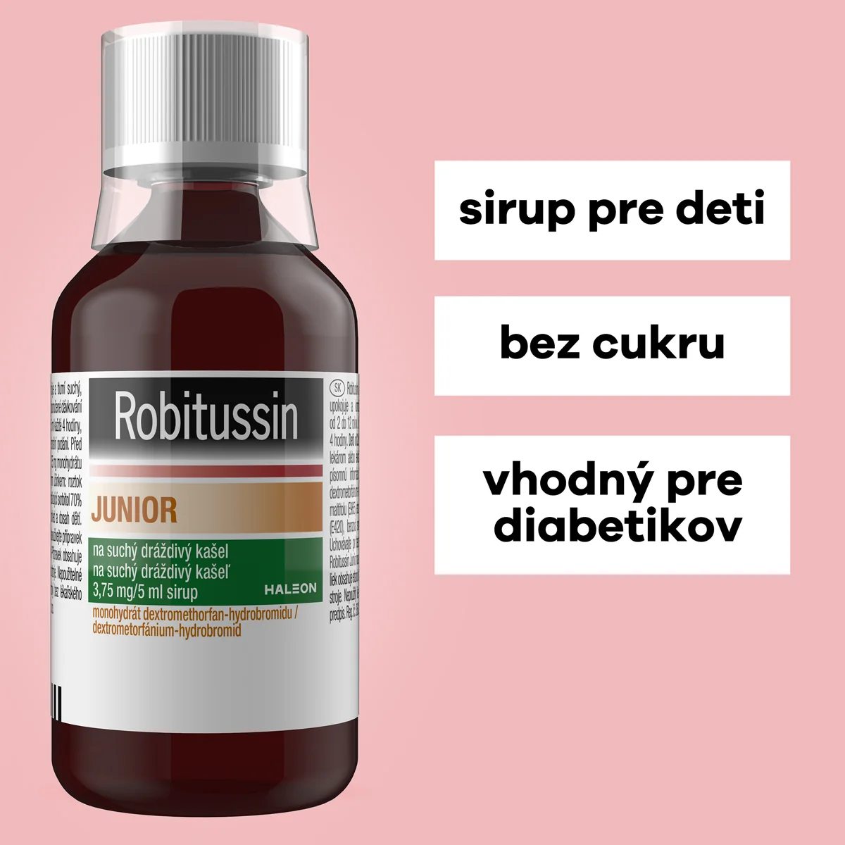 Robitussin Junior sirup 1x100 ml, sirup pre deti na suchý kašeľ