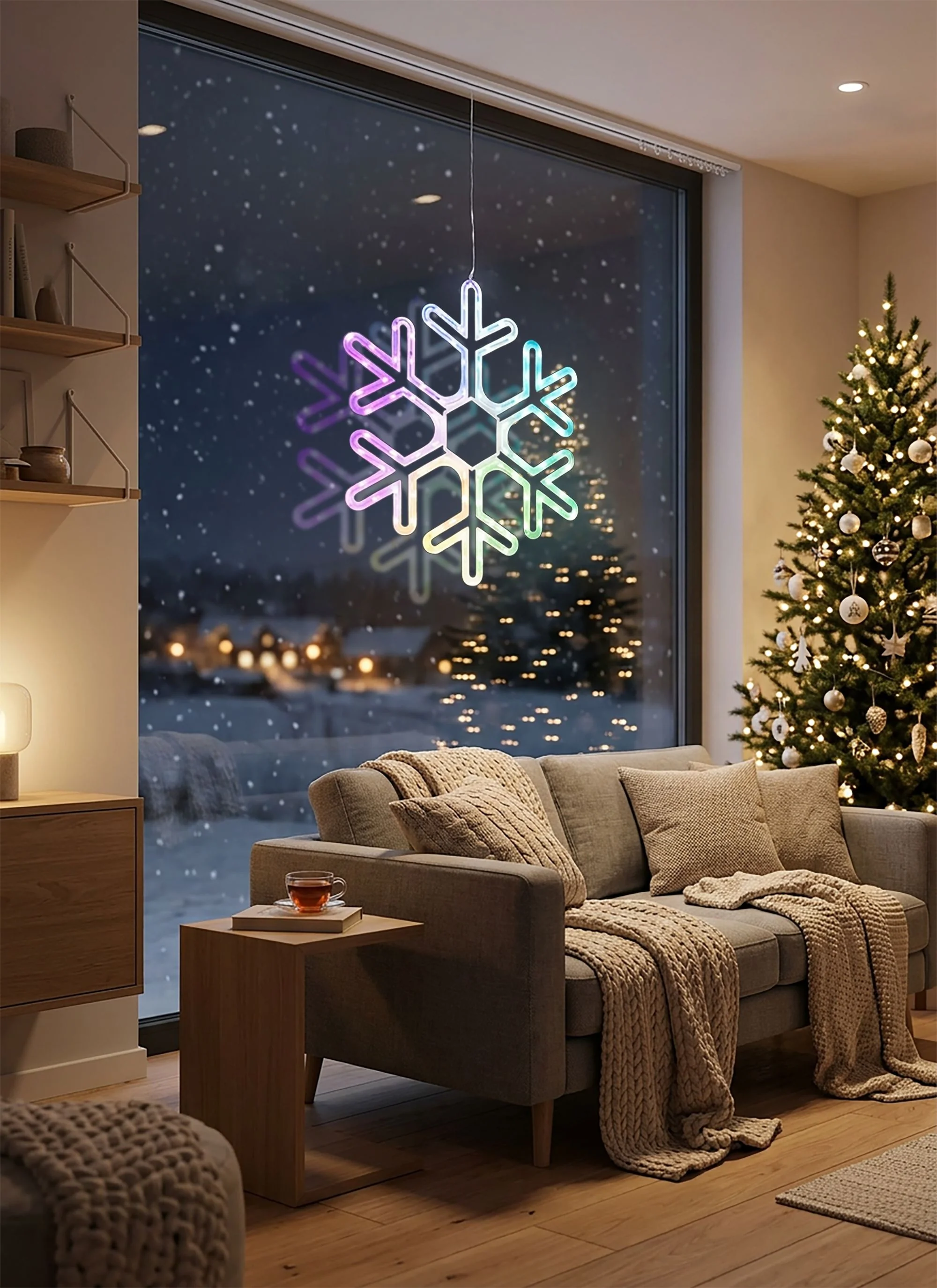 MagicHome vianočná LED vločka, 1 ks 90 LED RGB, 50x0,6x43 cm